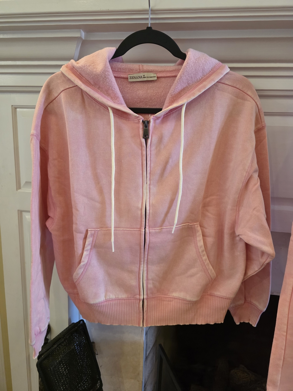 Zenana Outfitters Washed Pink Zip Hoodie & Wide-Leg Joggers Set - Picture 2 of 6